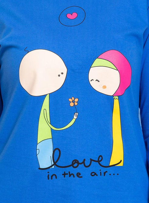 Royal Blue Printed Long - Sleeve Design 35 - Khotwh